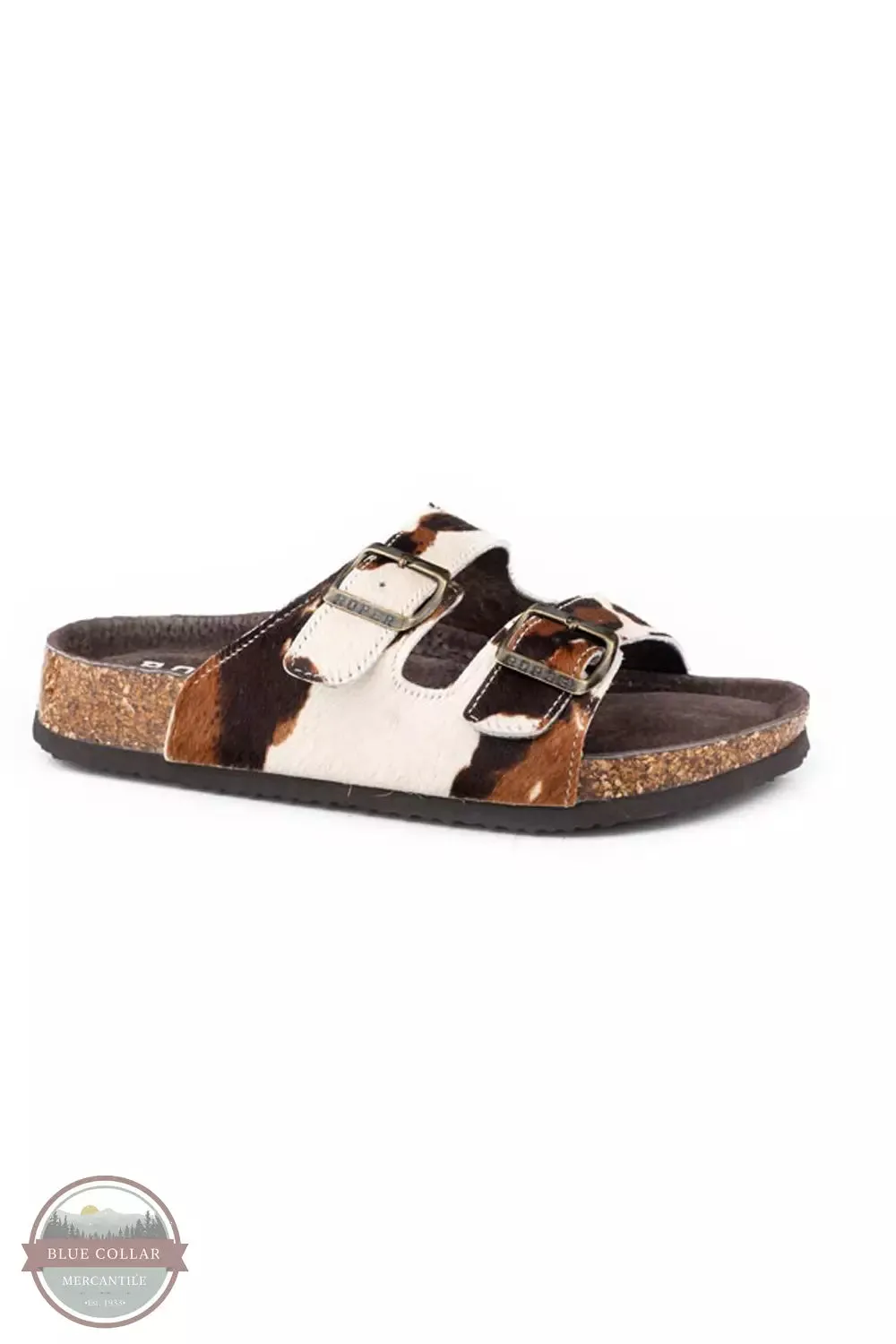 09-021-0607-3426 BR Brown Faux Cow Hide Sandals