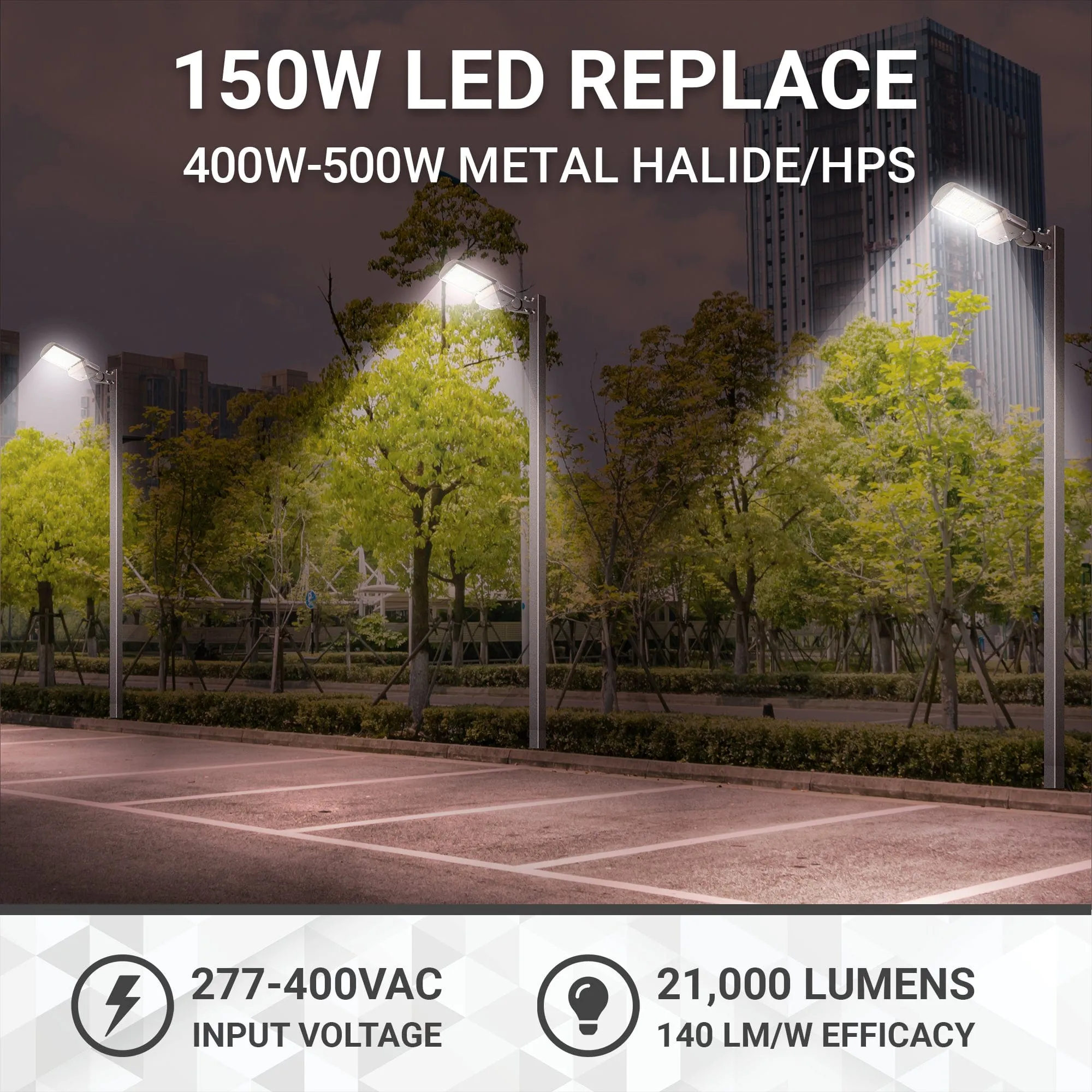 150W/120W/80W LED Area Light With Split Fit Mount - 3K/4K/5K CCT - 277-480VAC