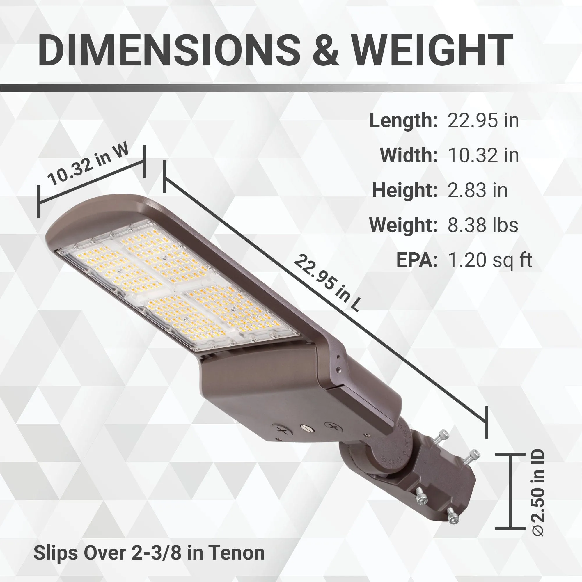 150W/120W/80W LED Area Light With Split Fit Mount - 3K/4K/5K CCT - 277-480VAC