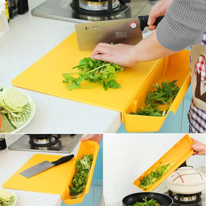 2 in 1 Cutting Board with Removable Slot Bin