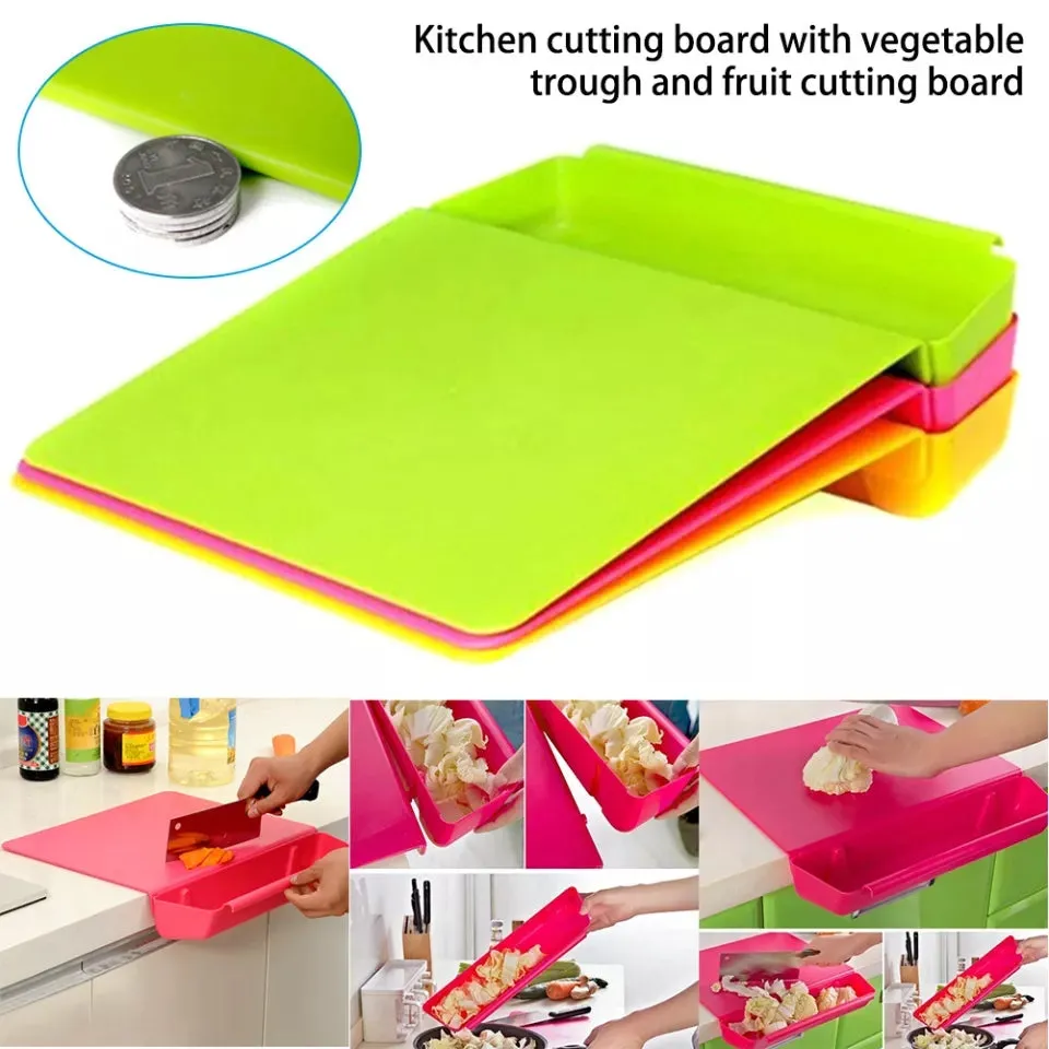 2 in 1 Cutting Board with Removable Slot Bin