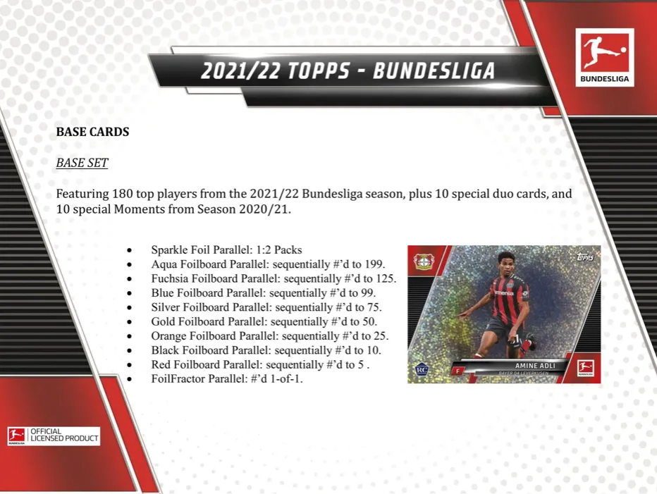 2021/22 Topps Bundesliga Soccer Hobby Box 24 Pack per Box, 8 Cards Per Box