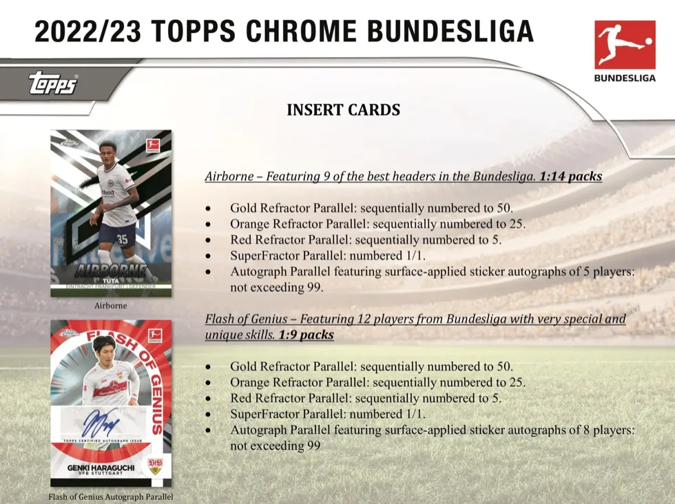 2022/23 Topps Chrome Bundesliga Soccer Hobby Box 20 Packs per Box, 4 Cards per Pack