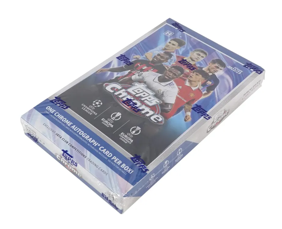 2022/23 Topps Chrome UEFA Club Competitions Soccer Hobby Box 20 Packs per Box, 4 Cards per Pack