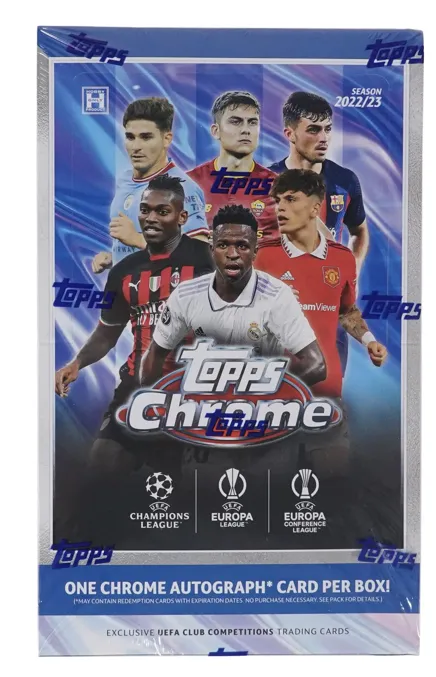 2022/23 Topps Chrome UEFA Club Competitions Soccer Hobby Box 20 Packs per Box, 4 Cards per Pack