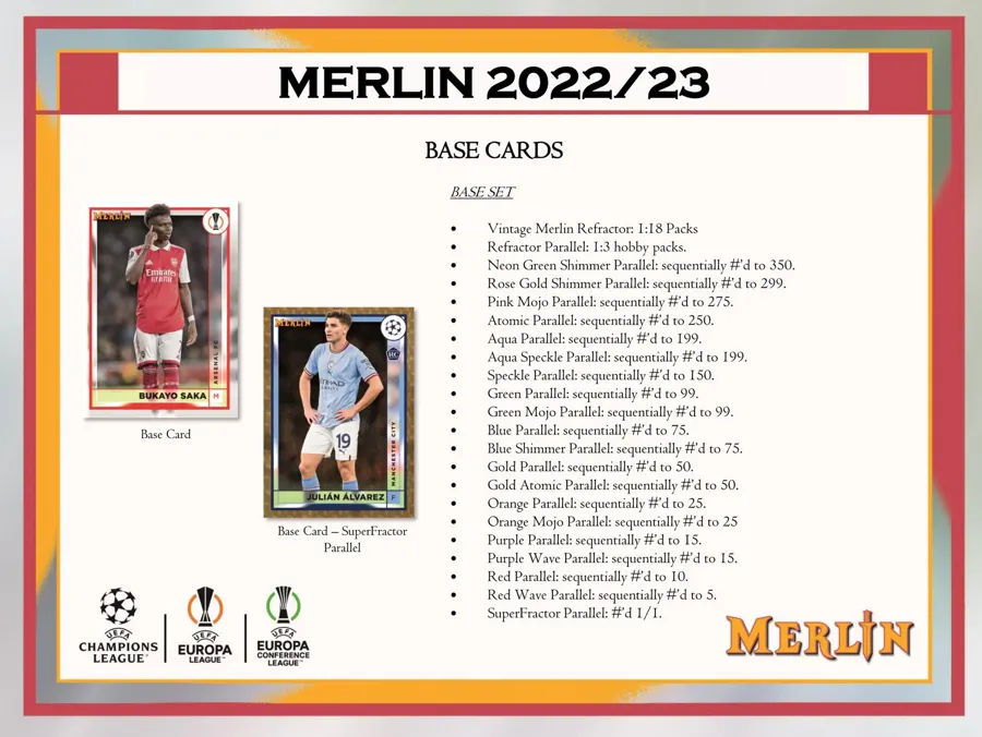 2022/23 Topps UEFA Club Competitions Merlin Chrome Soccer Hobby Box 18 packs Per Box, 4 Cards Per Pack