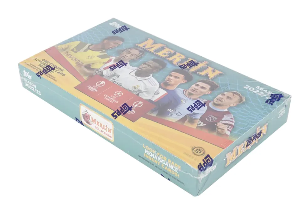 2022/23 Topps UEFA Club Competitions Merlin Chrome Soccer Hobby Box 18 packs Per Box, 4 Cards Per Pack