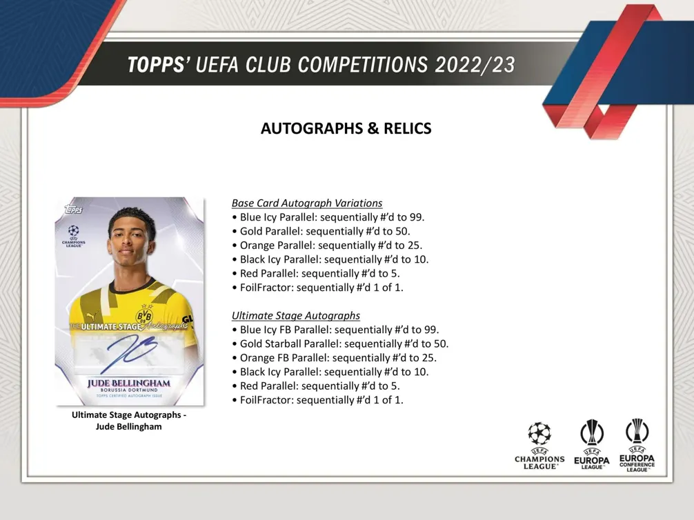 2022/23 Topps UEFA Club Competitions Soccer Hobby Box 24 Packs per Box, 8 Cards per Pack