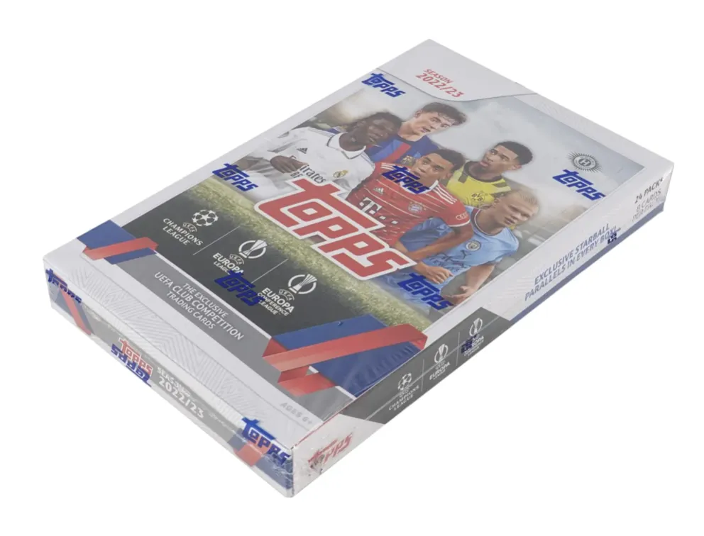 2022/23 Topps UEFA Club Competitions Soccer Hobby Box 24 Packs per Box, 8 Cards per Pack