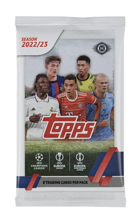 2022/23 Topps UEFA Club Competitions Soccer Hobby Box 24 Packs per Box, 8 Cards per Pack