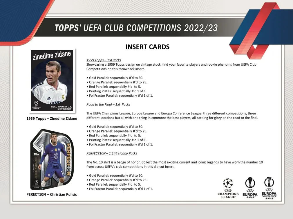 2022/23 Topps UEFA Club Competitions Soccer Hobby Box 24 Packs per Box, 8 Cards per Pack