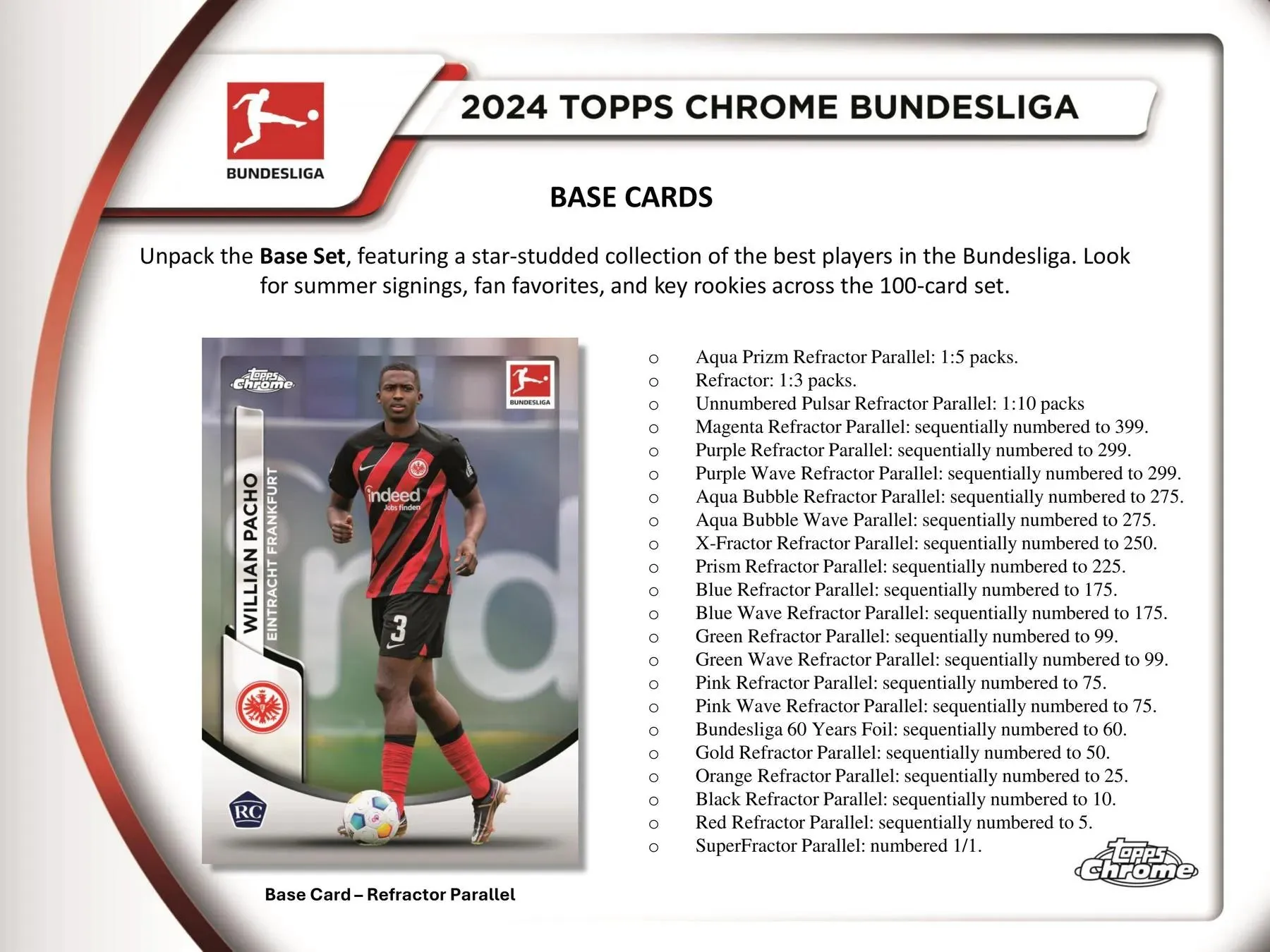 2023/24 Topps Chrome Bundesliga Soccer Hobby Box 20 Packs per Box, 4 Cards per Pack