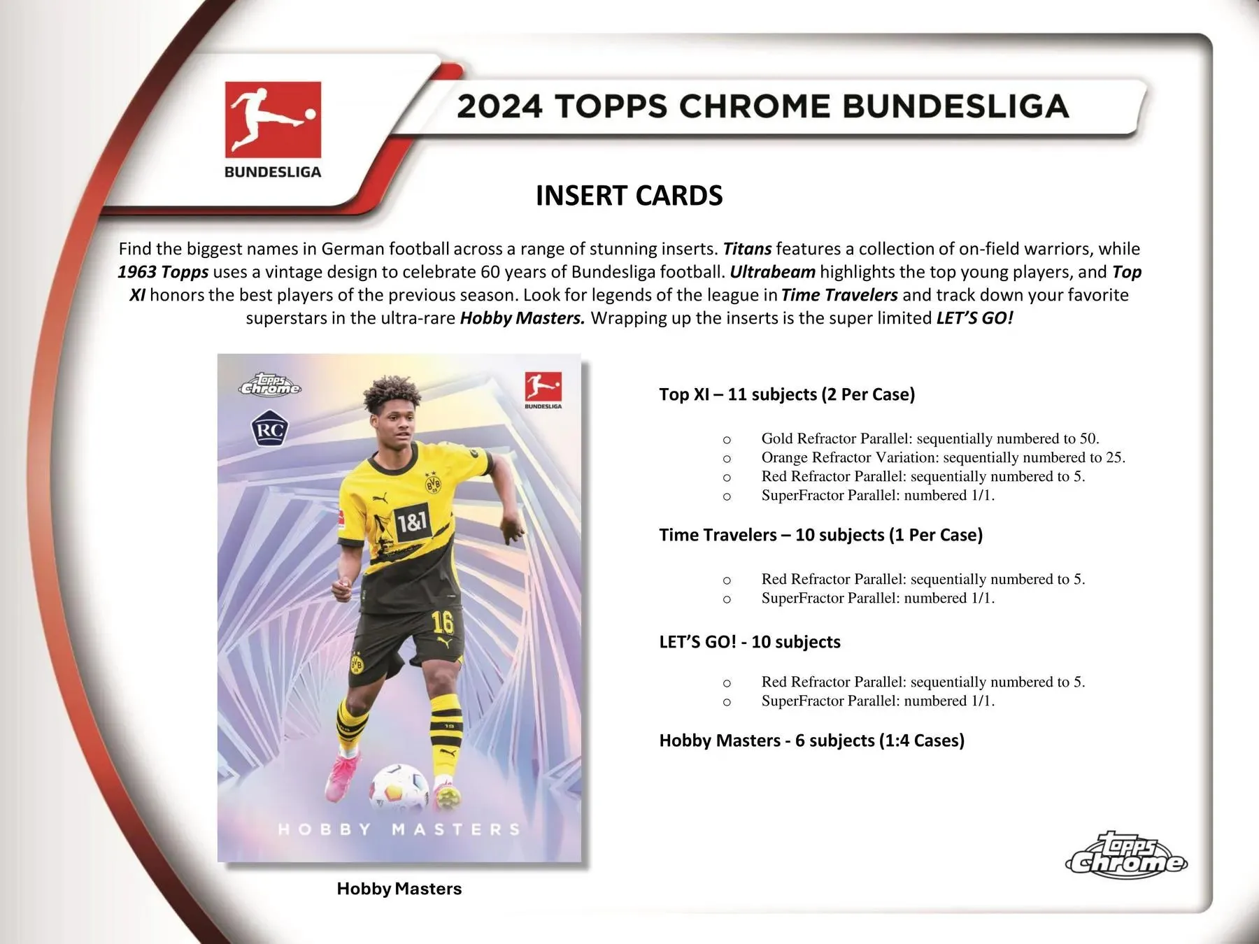 2023/24 Topps Chrome Bundesliga Soccer Hobby Box 20 Packs per Box, 4 Cards per Pack