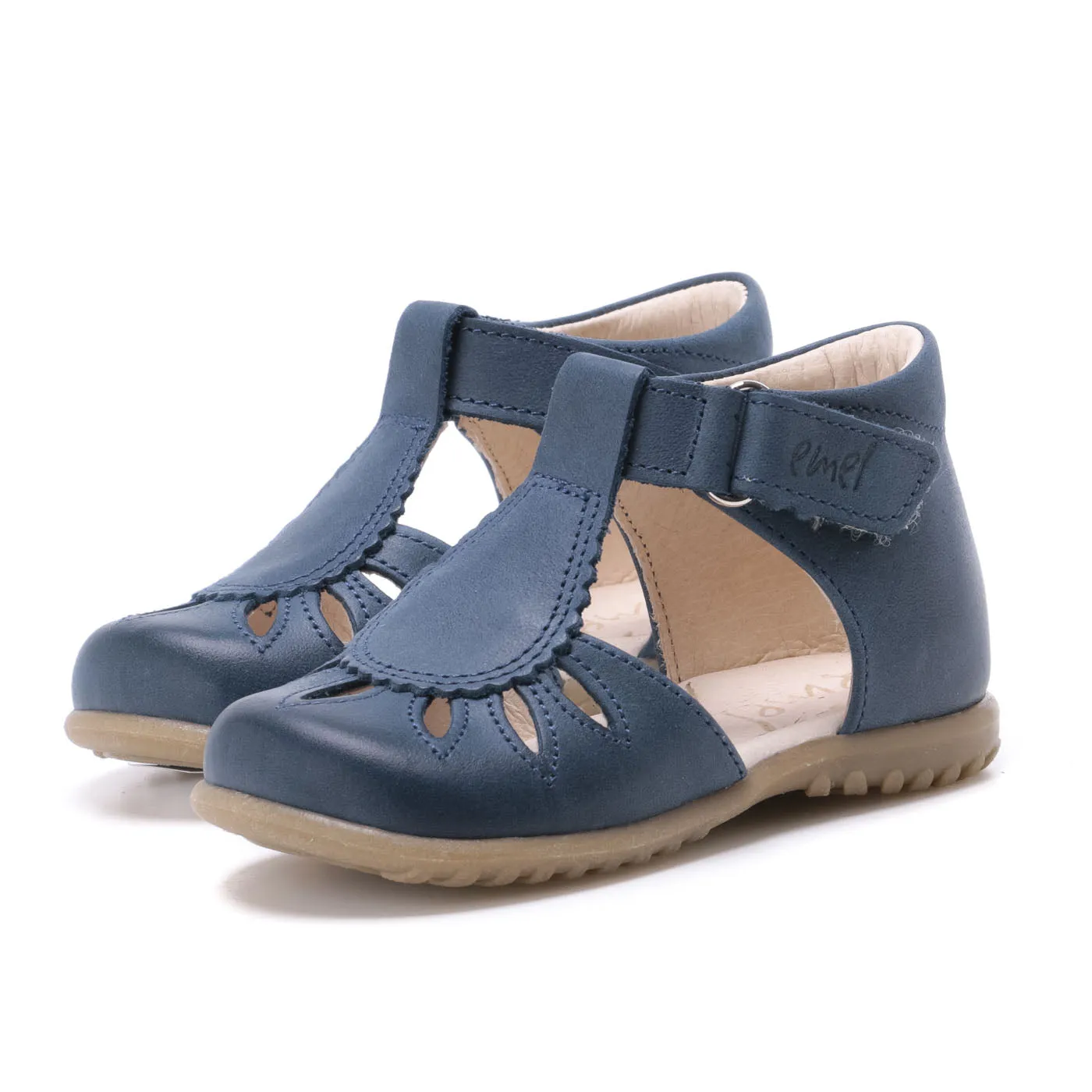 (2436-14) Emel navy blue Half-Open Shoes