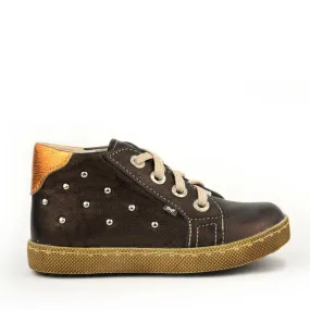 (2591-3) Brown shiny Lace Up Trainers