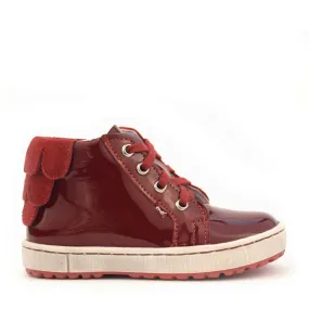 (2624D-1) Emel Red Patent leather Lace Up Sneakers with zipper