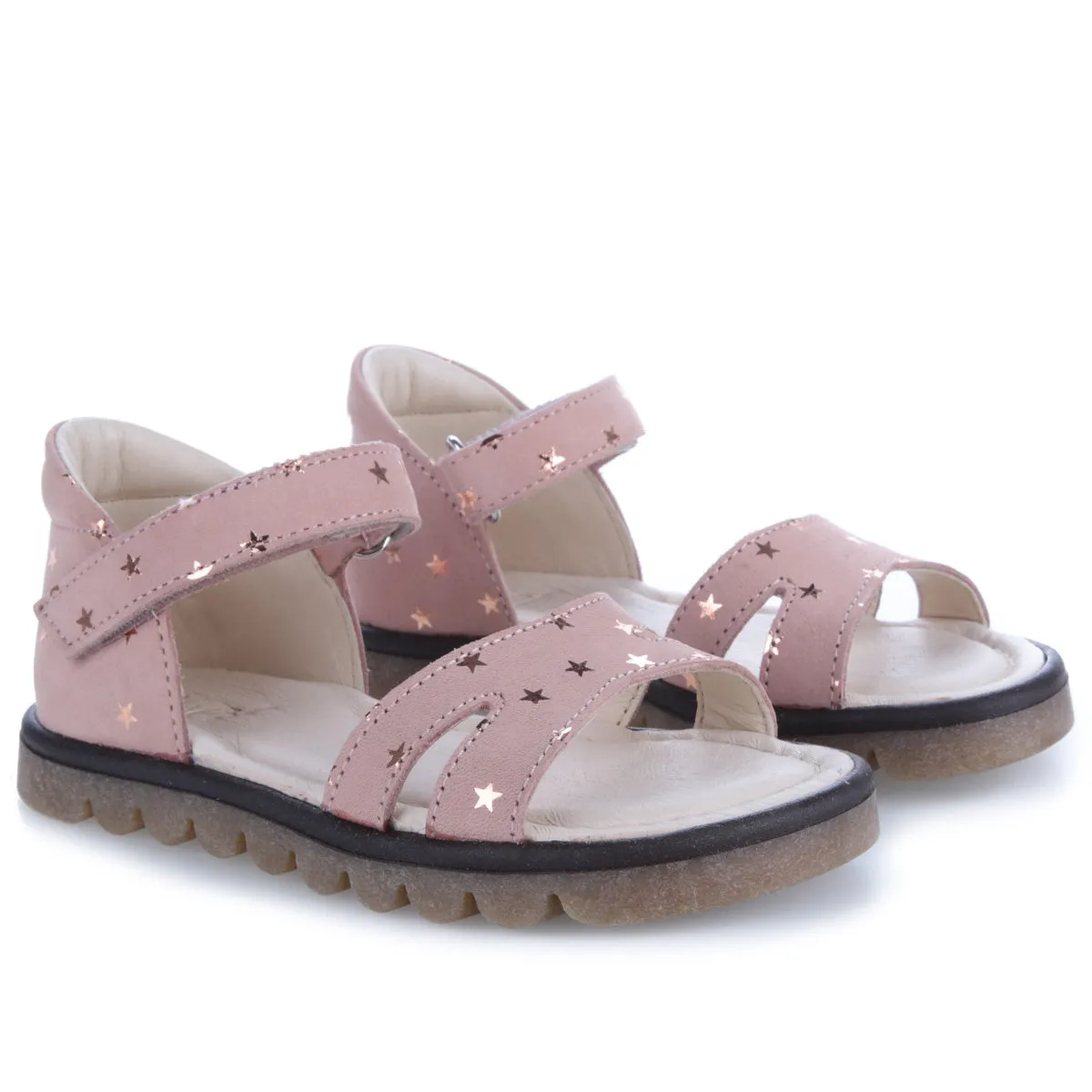 (2631B) Emel pink velcro sandals stars