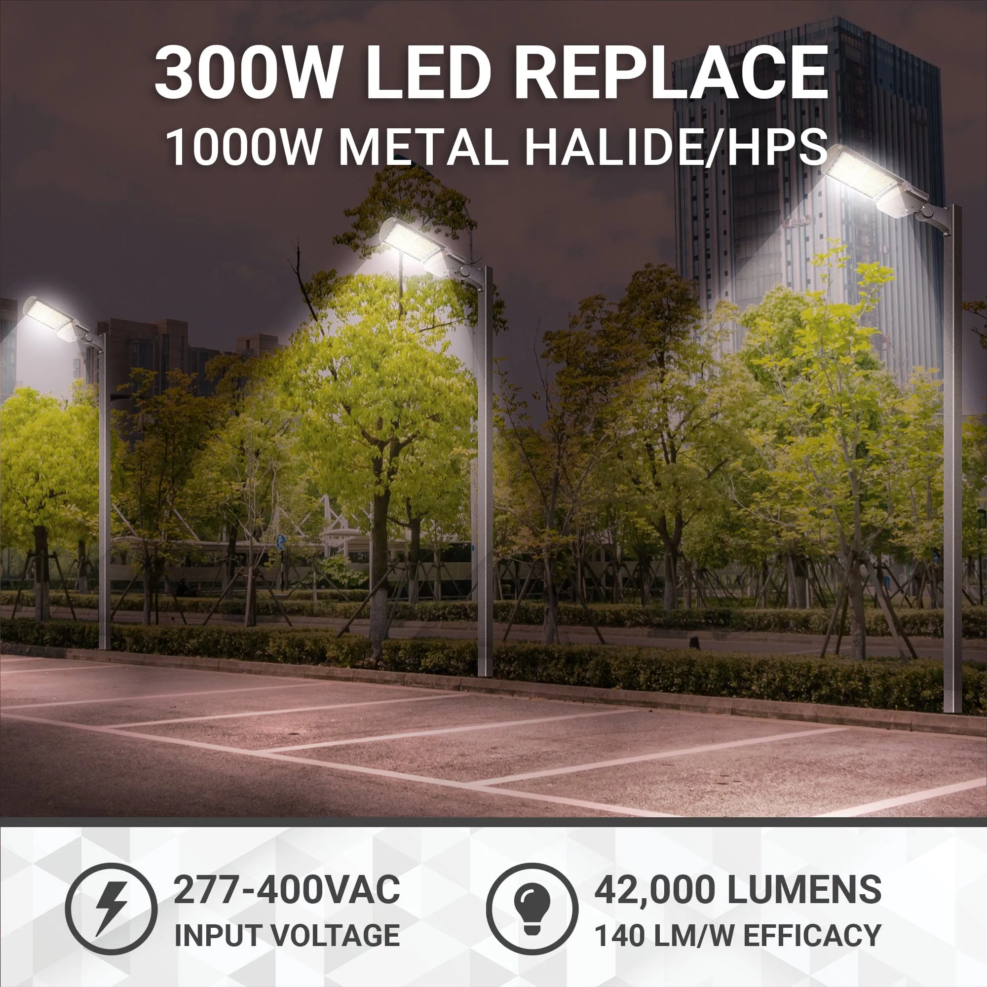 300W/240W/200W LED Area Light With Direct Mount - 3K/4K/5K CCT - 277-480VAC