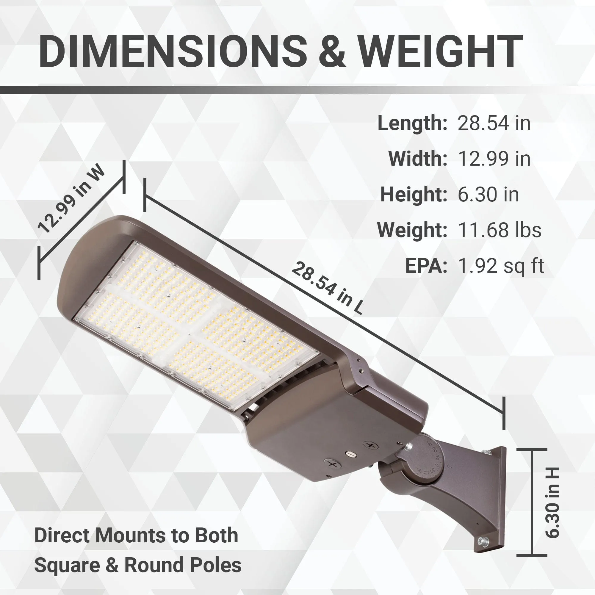 300W/240W/200W LED Area Light With Direct Mount - 3K/4K/5K CCT - 277-480VAC