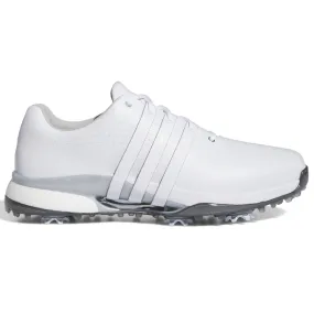 adidas Tour360 24 Boost Golf Shoes - White/White/Silver Metallic