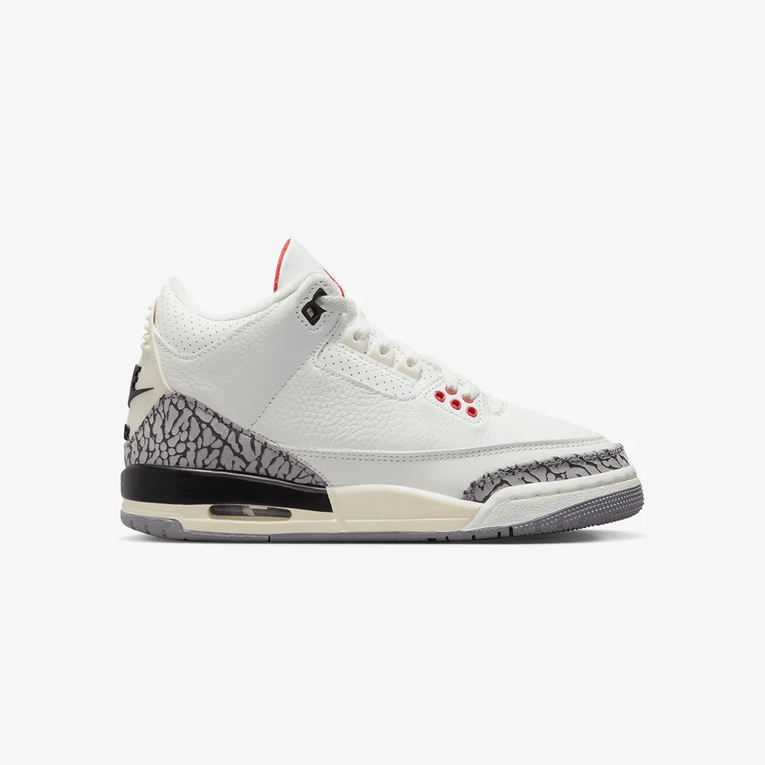 AIR JORDAN 3 RETRO 'SUMMIT WHITE/FIRE RED-BLACK-CEMENT GREY' (GS)