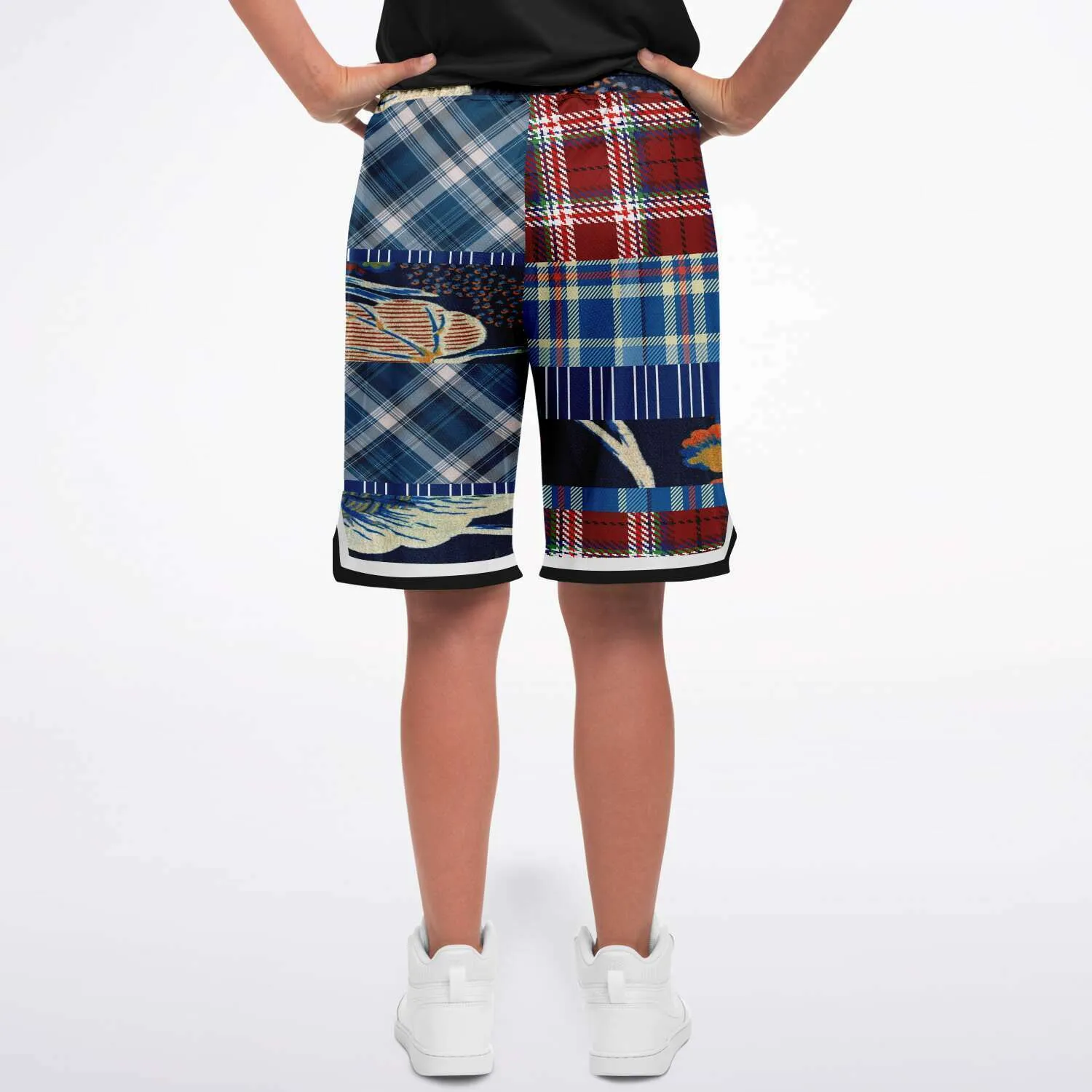 Andromeda Blue Patchwork Basketball Shorts