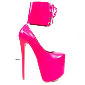 Ankle Cuff Pink High Heel Bondage Shoes