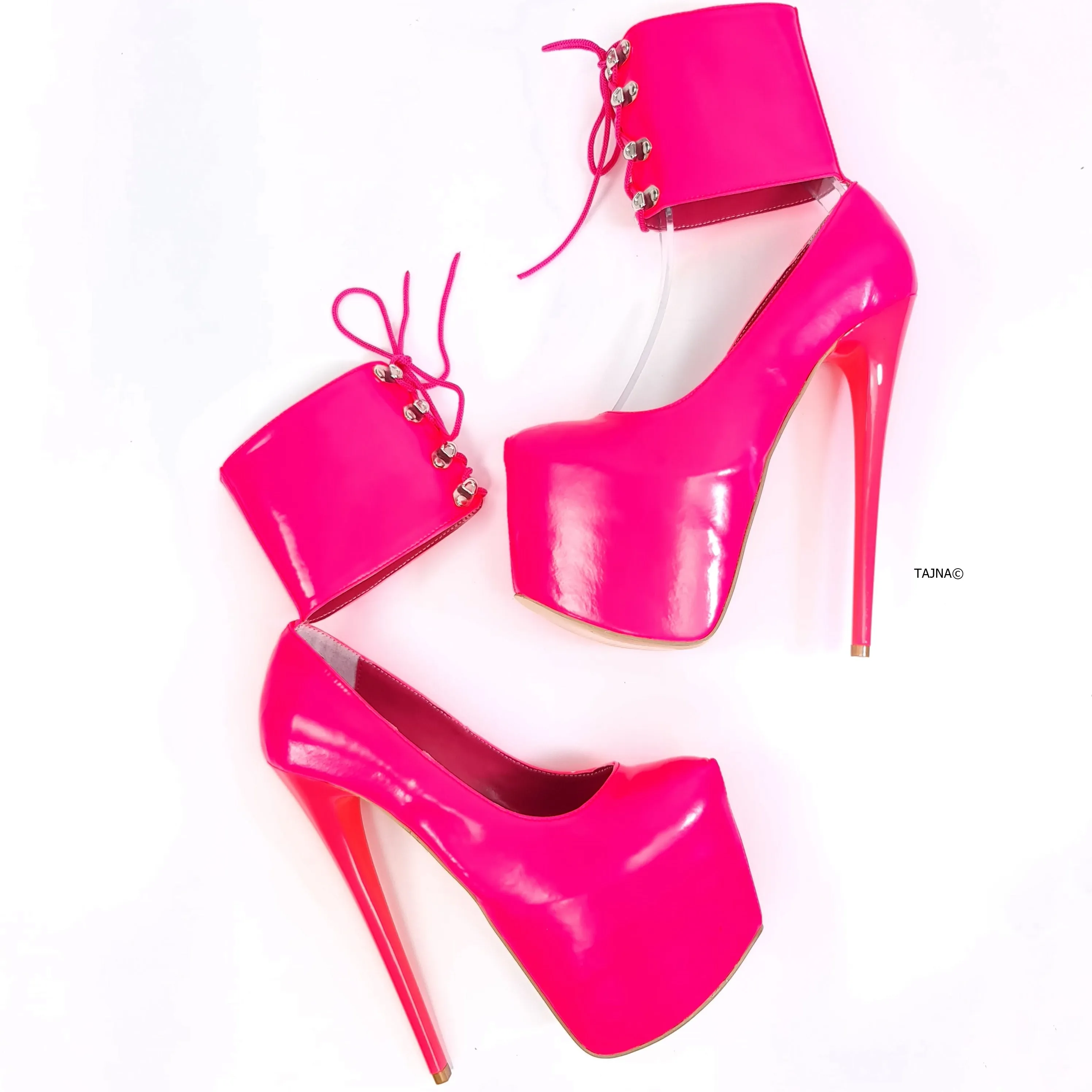 Ankle Cuff Pink High Heel Bondage Shoes