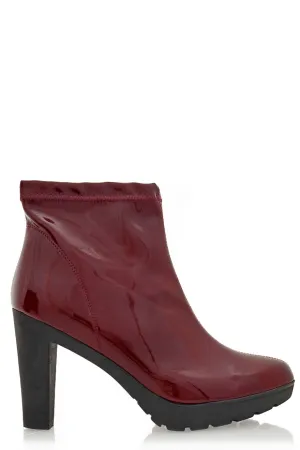 ARIADNA Bordeaux Patent Leather Ankle Boots