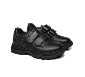 Ava Kids Leather Black School Shoes