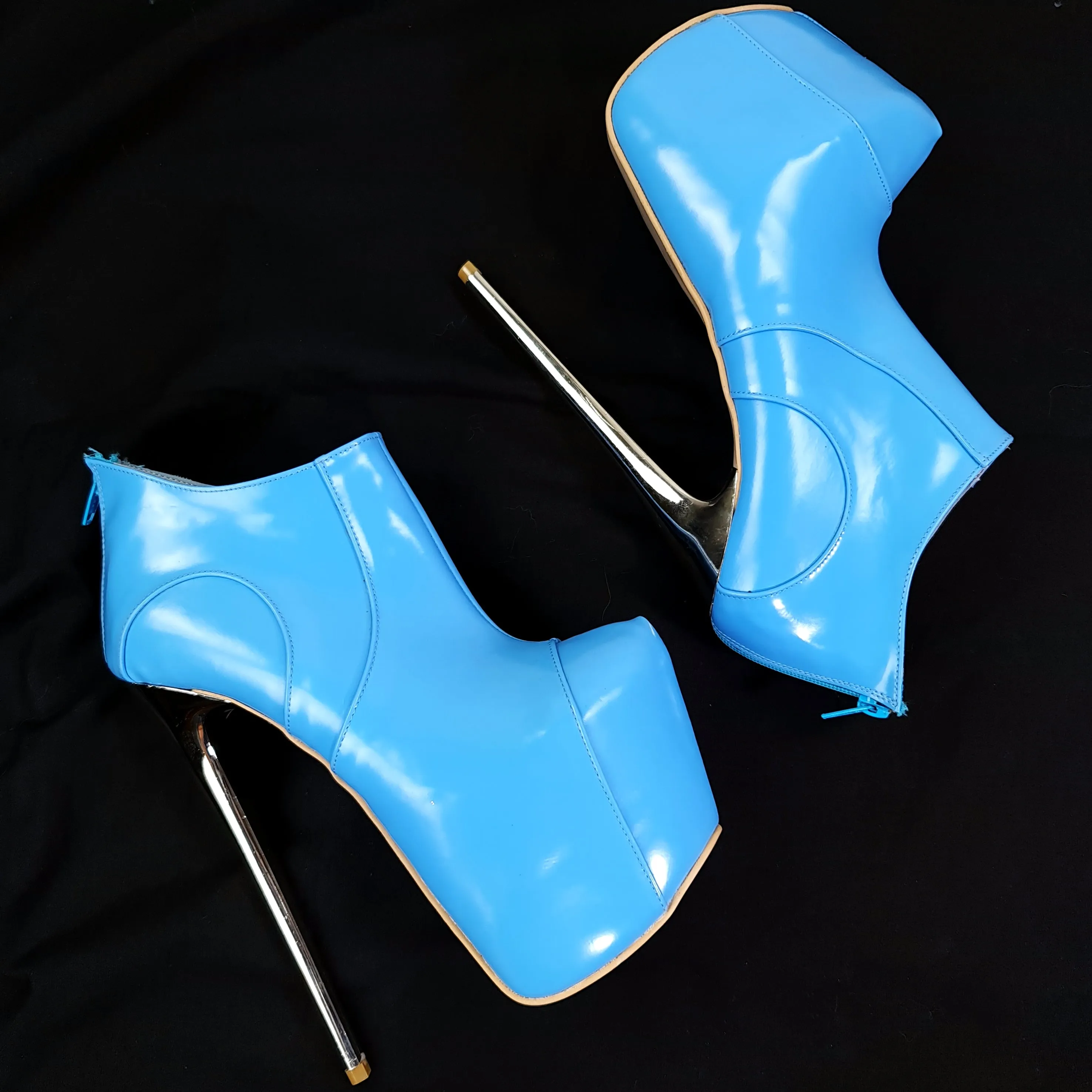 Baby Blue Ankle Cut High Heel Boots