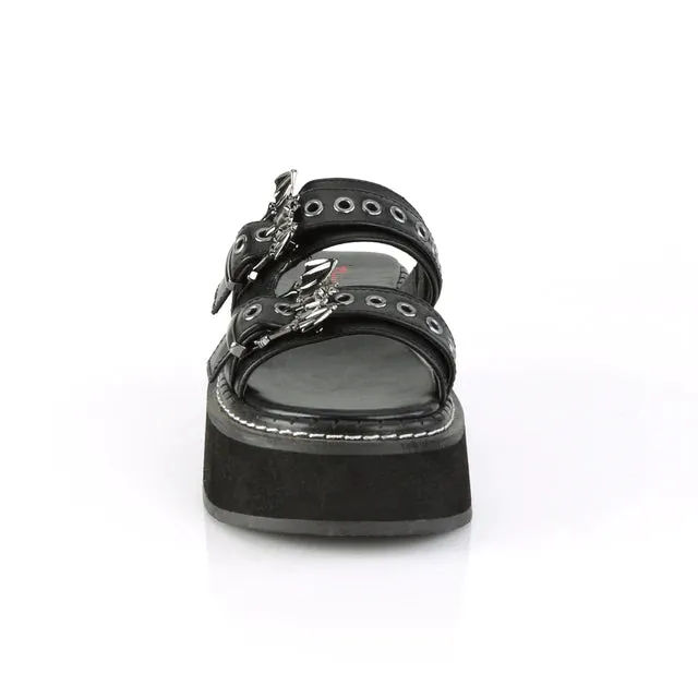 Bat Buckle Double Strap Slide Sandal