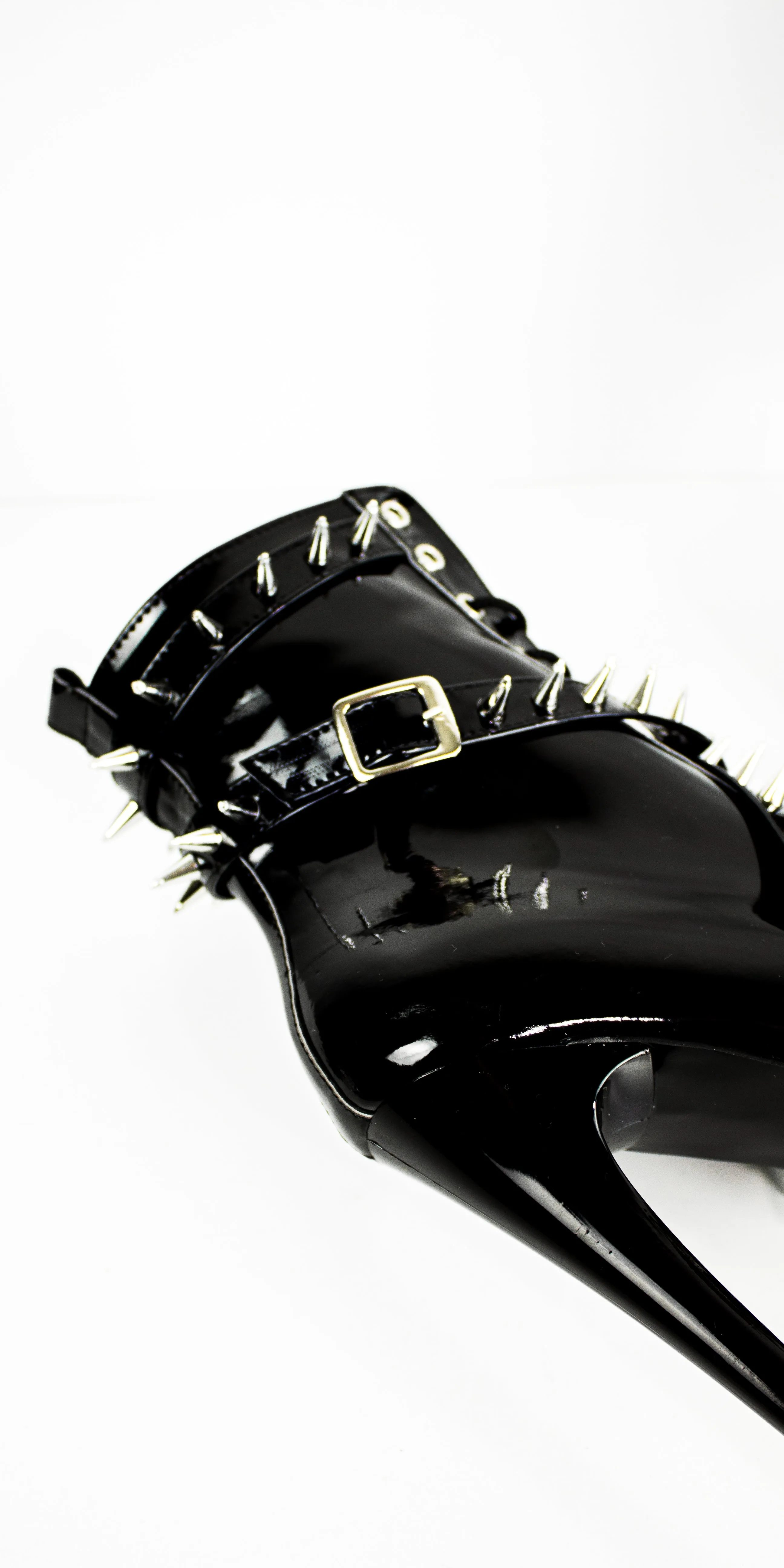 Black Gloss Spike Studs Rocker Boots