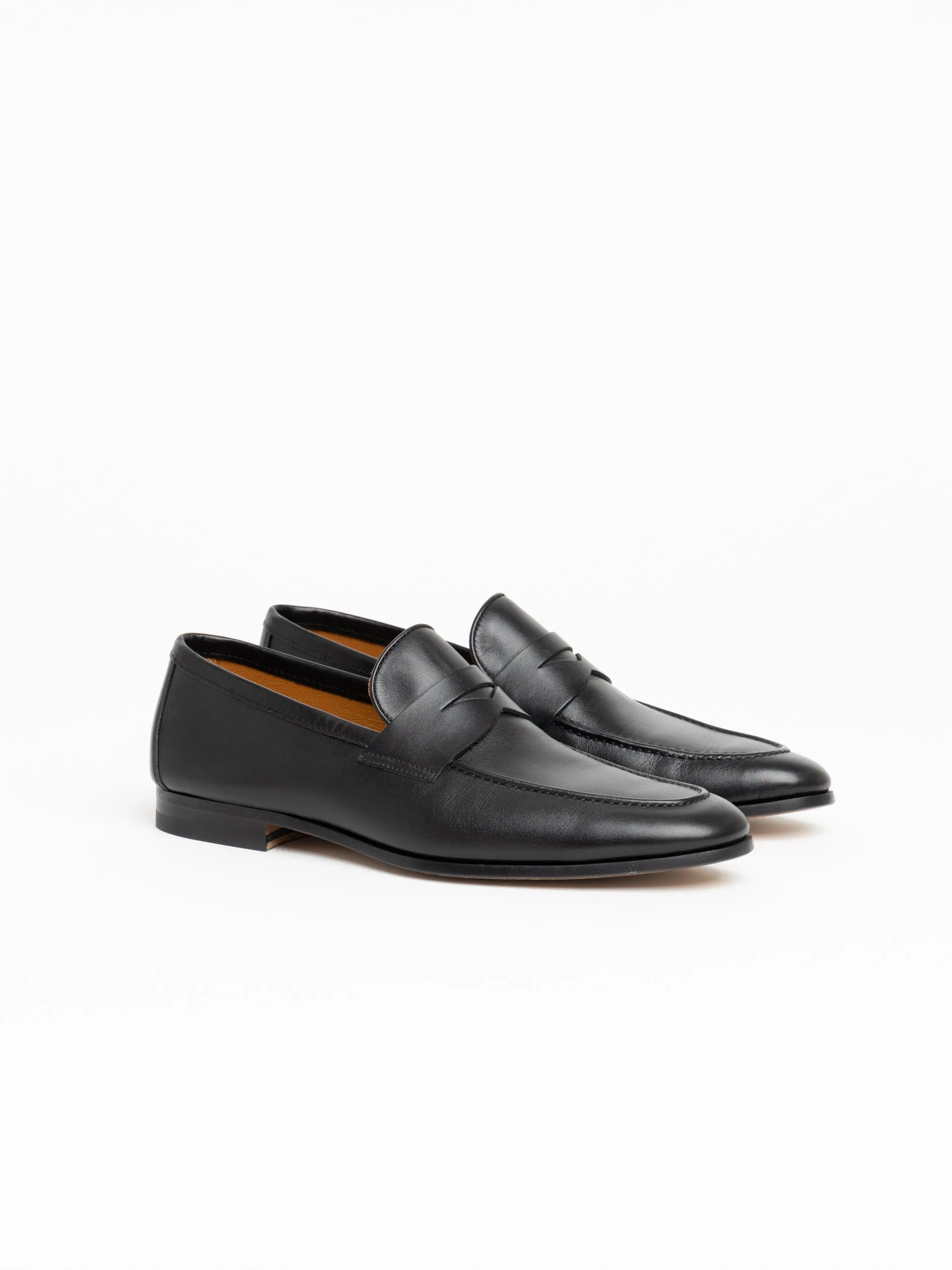 Black Leather Maine Loafers