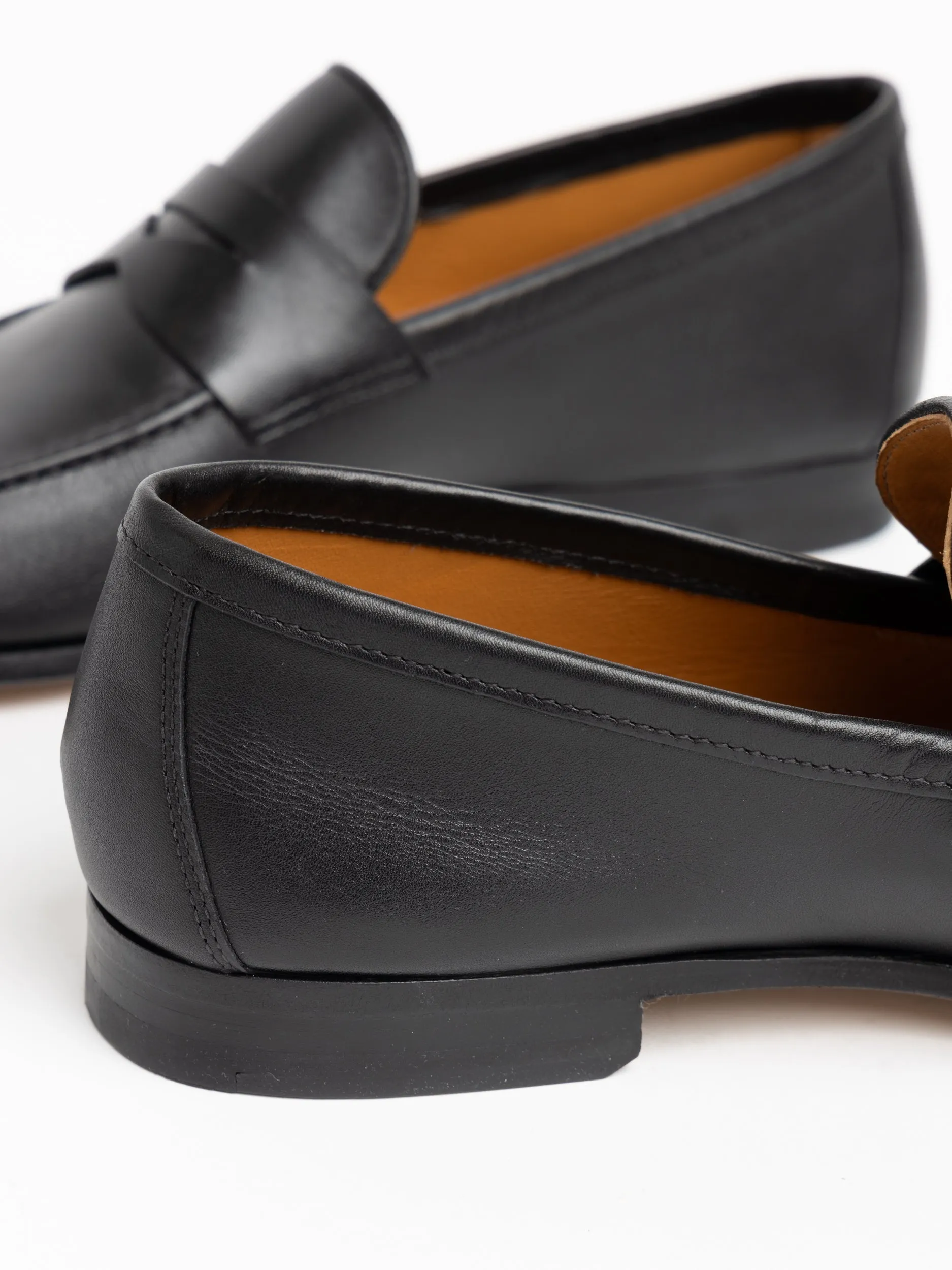 Black Leather Maine Loafers