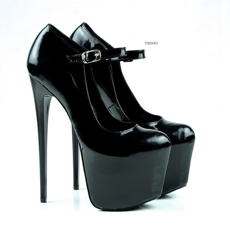 Black Patent Modern Mary Jane Platforms