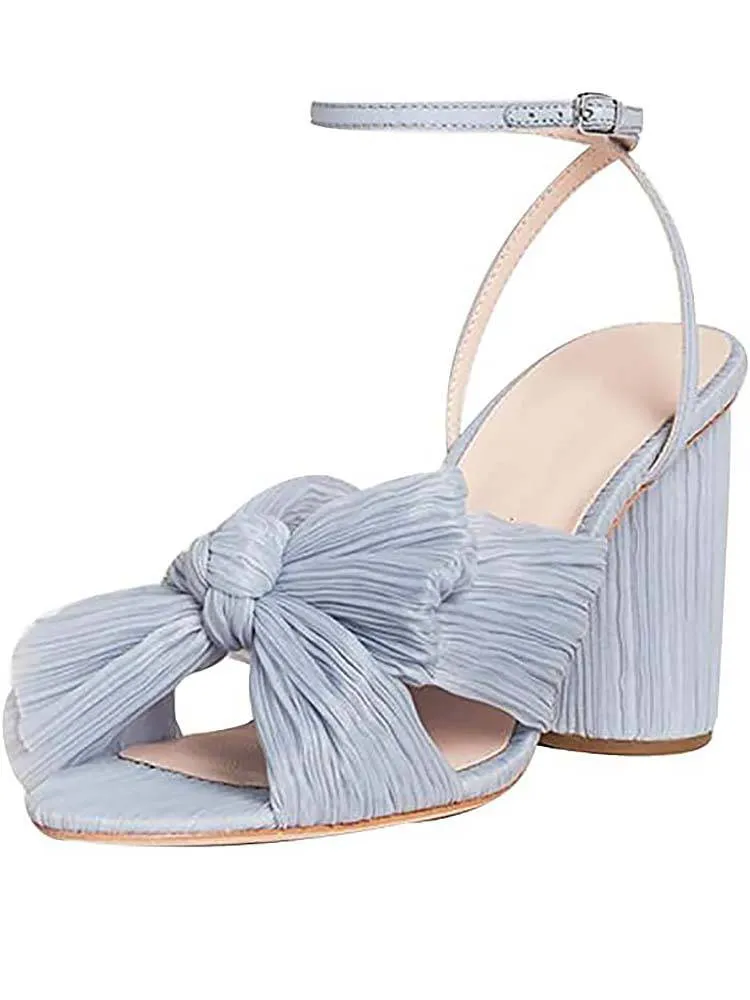 Bow Knot Chunky Heel Sandals