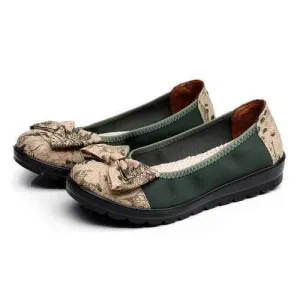 Bowknot Old Peking Round Toe Loafers