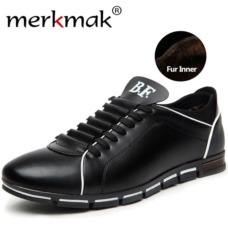 Brand Warm Winter Shoes Casual Leather Shoes for Men