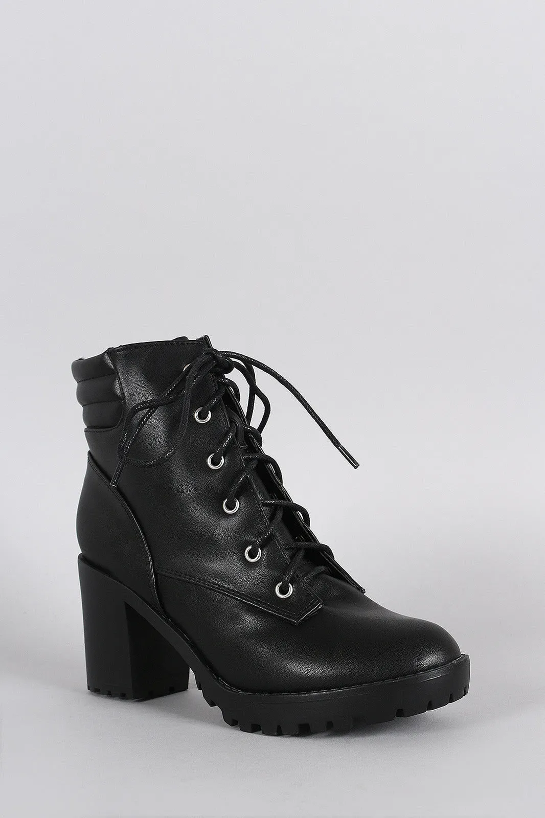 Breckelle Lug Platform Chunky Heeled Combat Booties