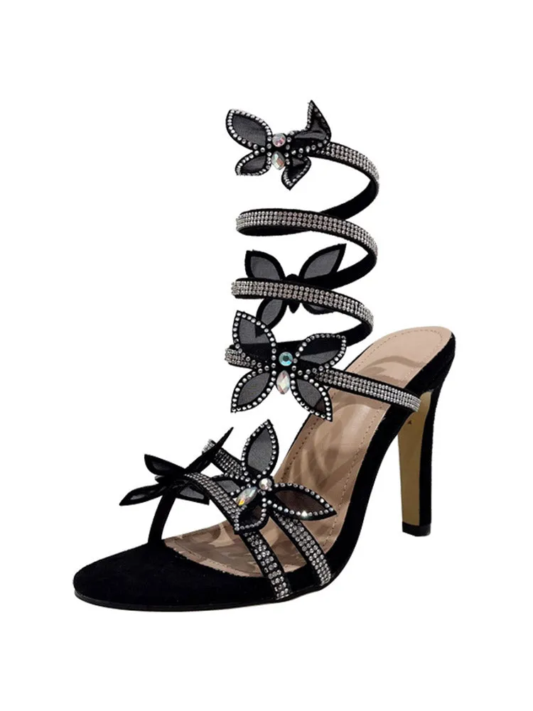 Butterfly Ankle-Wrap Sandals