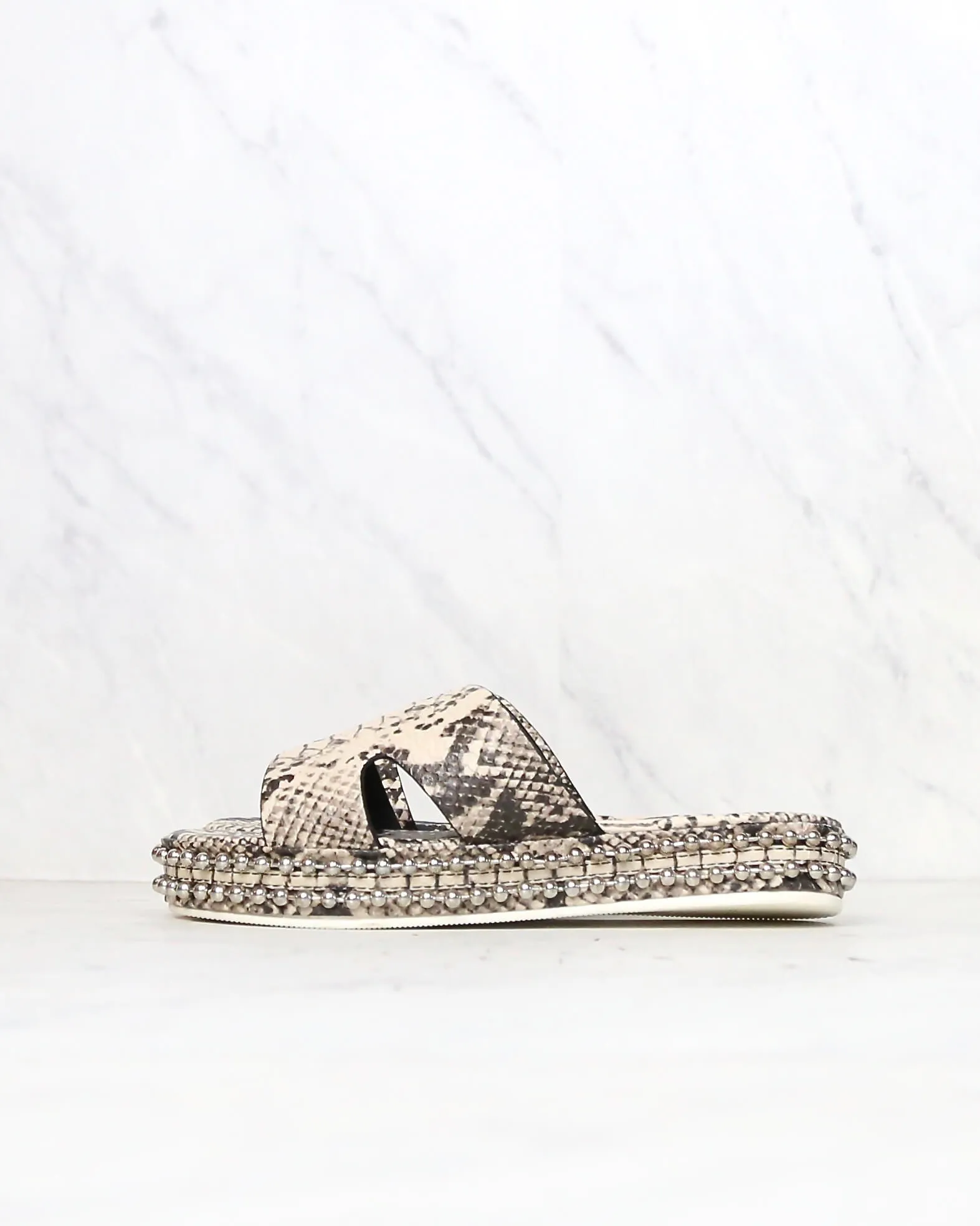 Cape Robbin - Rush Snake Print H-Band Open Toe Slip On Sandals