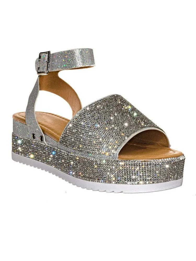 Casual Rhinestone Platform Sandals