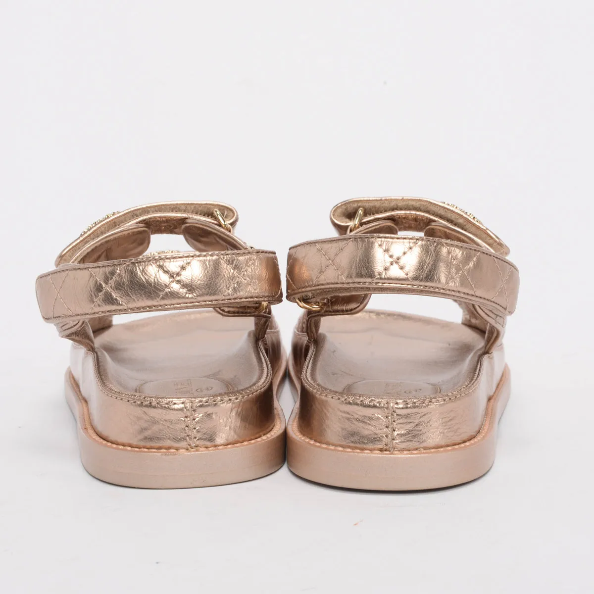 Chanel Gold Quilted Calfskin Dad Sandals 39.5