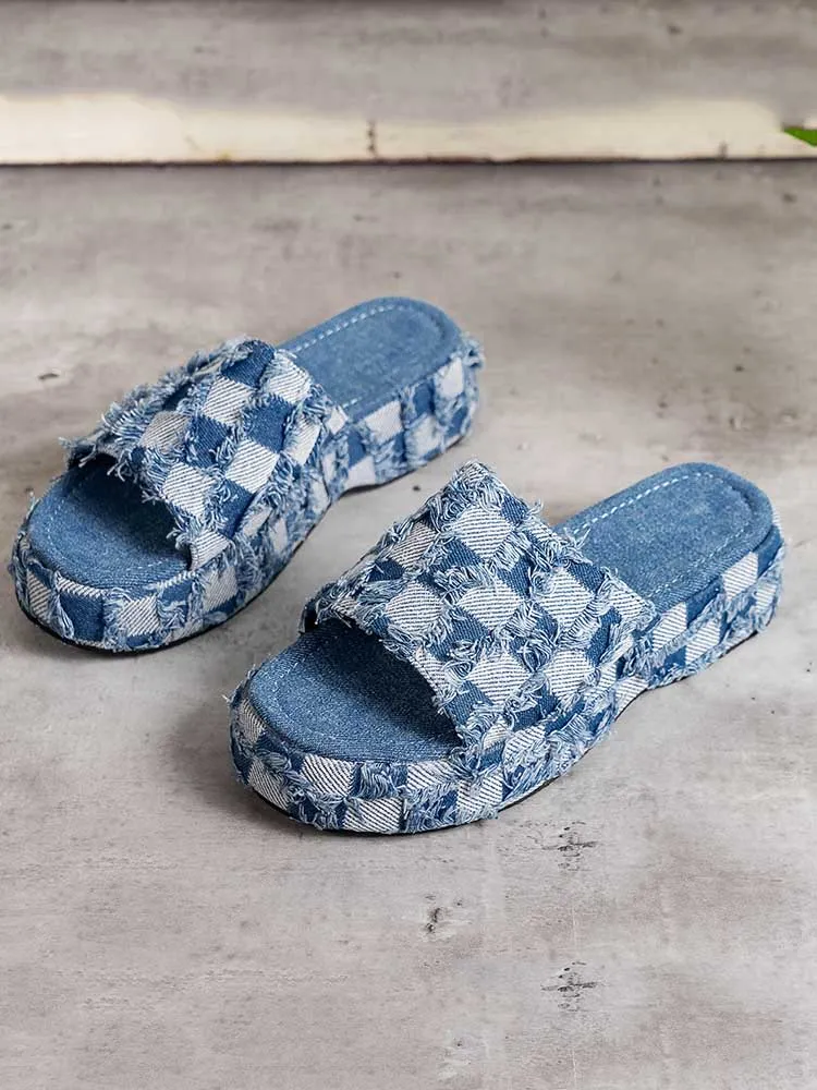 Checkerboard Denim Sandal