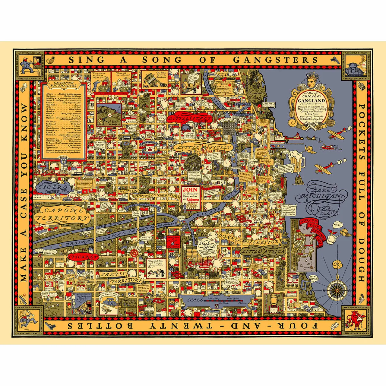 Chicago Gangland Map 1000 Piece Puzzle