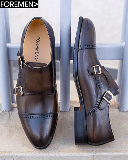 CORDI | Coffee Leather Double Monk Strap