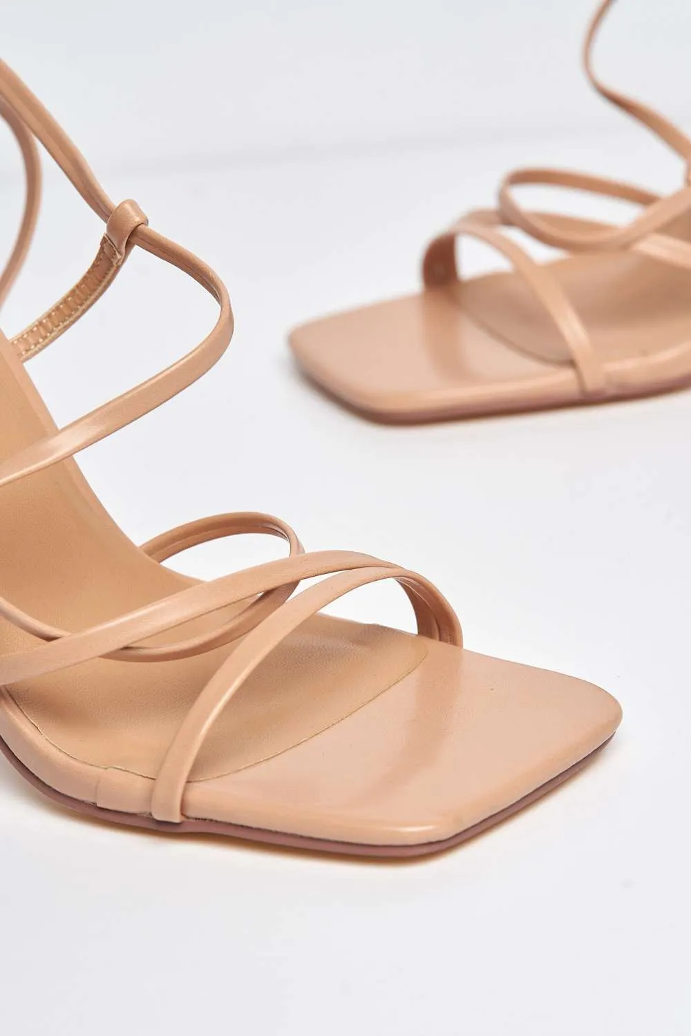 Courtney Strappy Heeled Sandals in Nude Matt