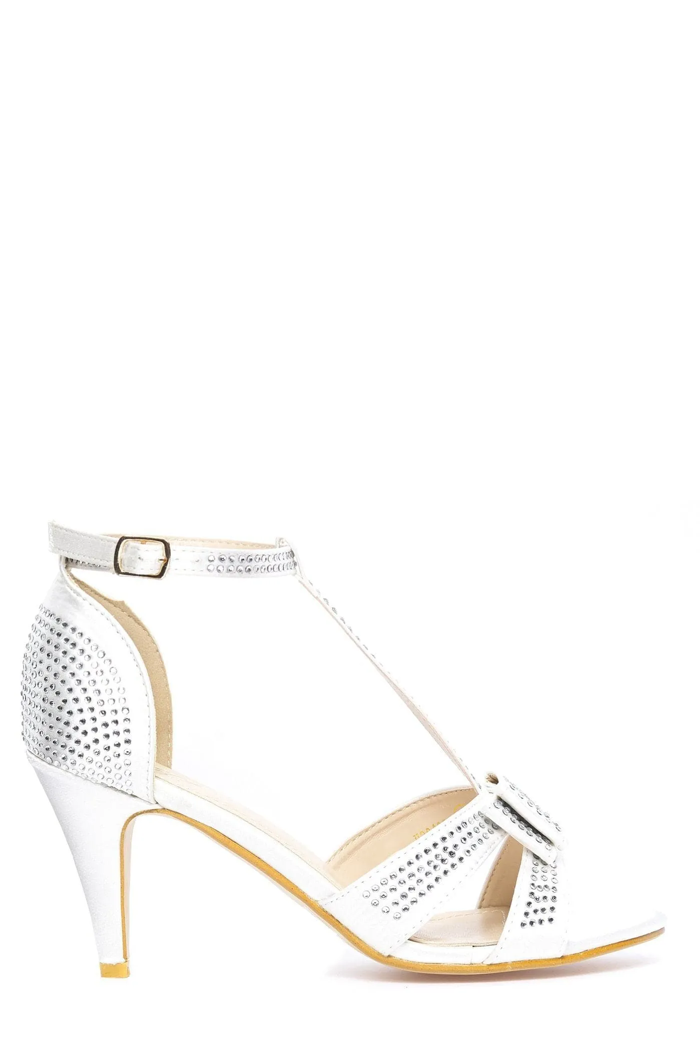 Date Night Peeptoe Bow & Diamante Stud Sandal in Ivory