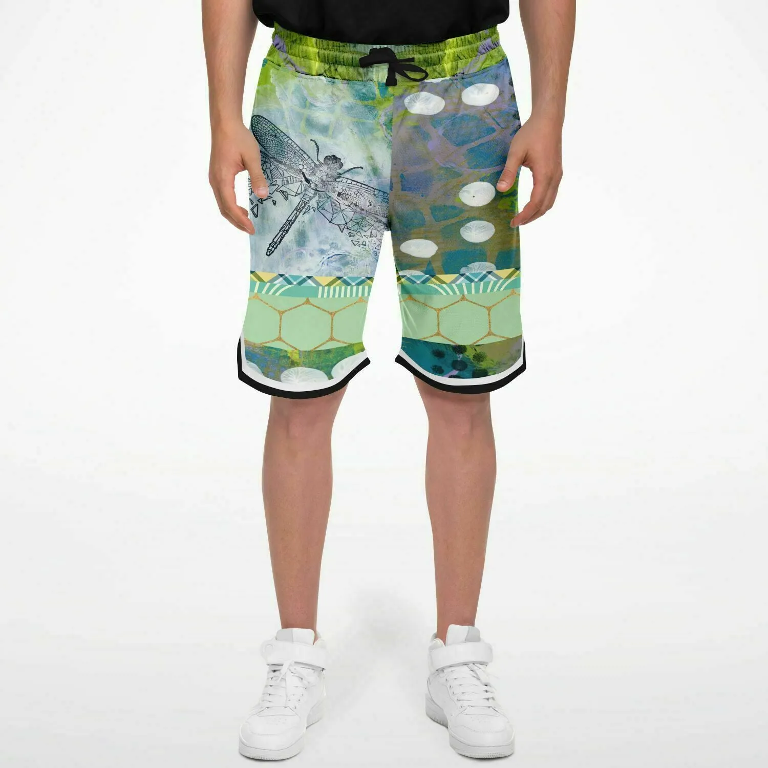 Dragonfly Abstract Print Basketball Shorts